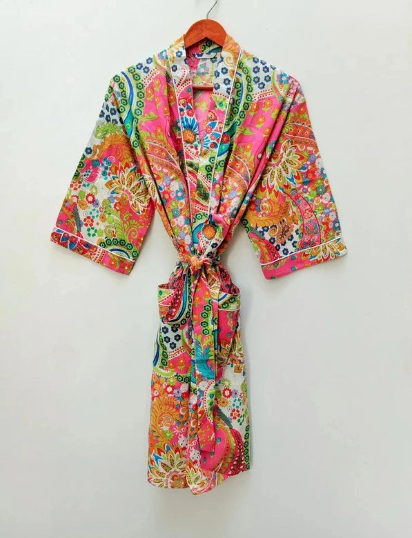 Long Cotton Kimono Bohemian Sleepwear