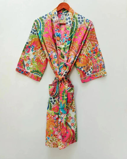 Long Cotton Kimono Bohemian Sleepwear