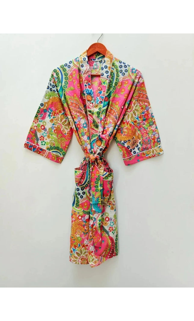 Long Cotton Kimono Bohemian Sleepwear