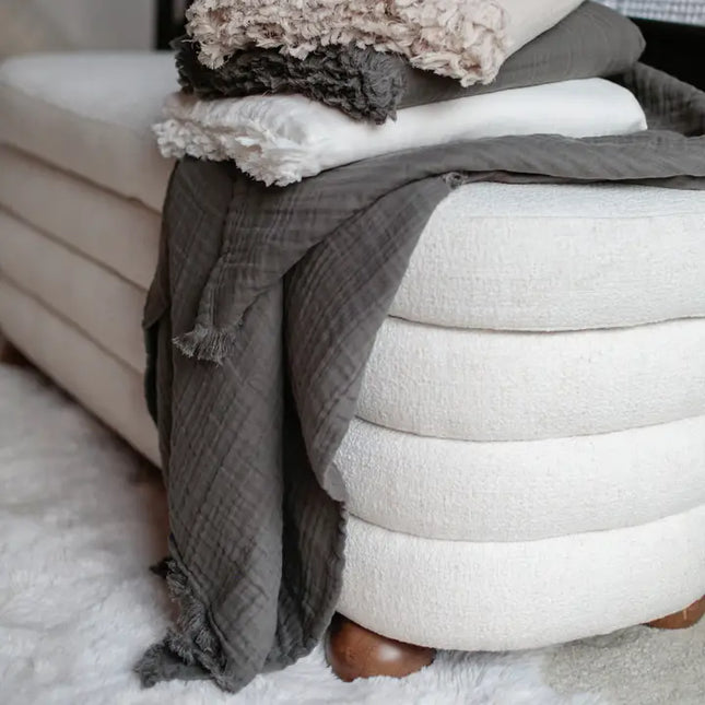 Gauze Throw Blanket - Taupe