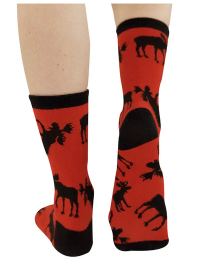 Red Classic Moose Crew Sock One Size