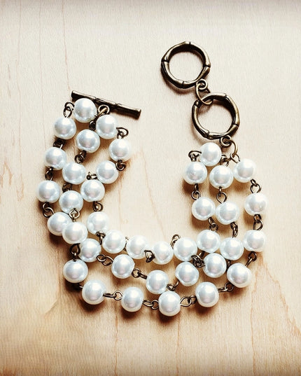 Pearl & Copper Triple Strand Bracelet