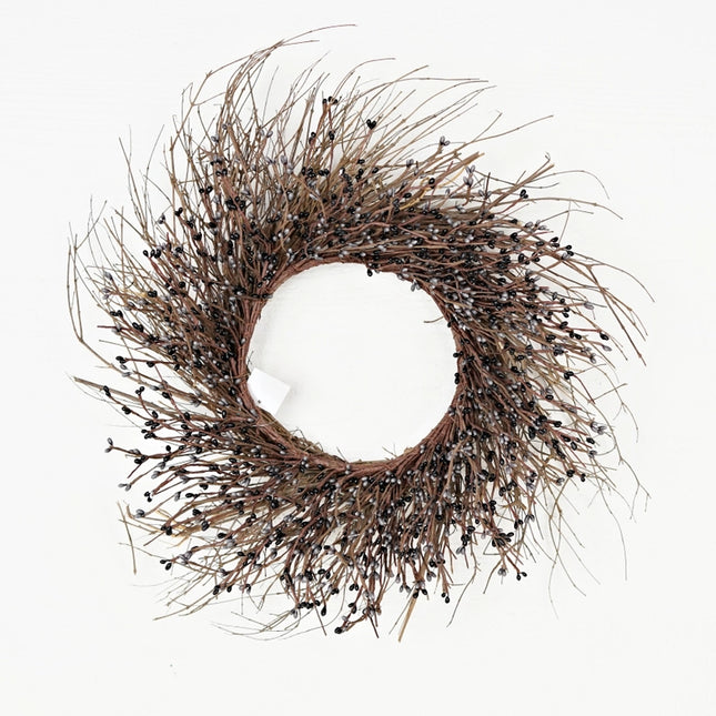 22in Pip Berry Wreath W/Twig-Gray Black