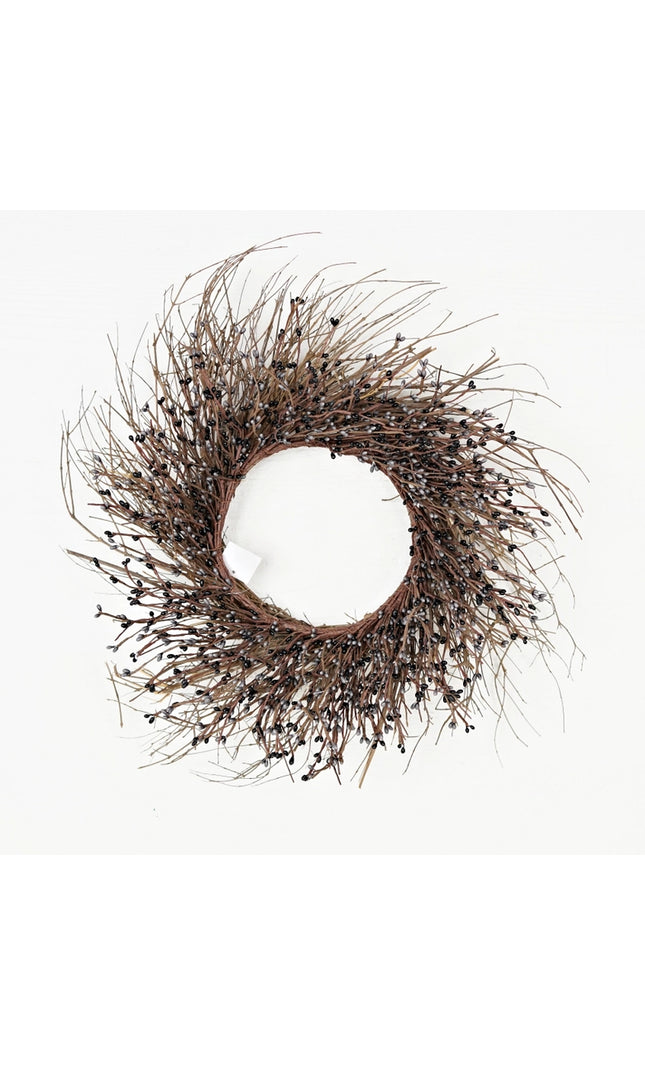22in Pip Berry Wreath W/Twig-Gray Black