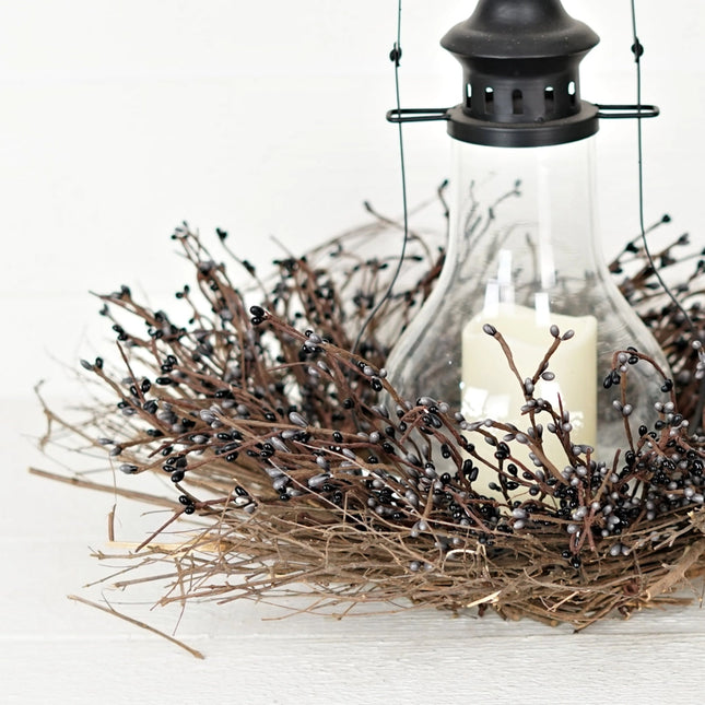 22in Pip Berry Wreath W/Twig-Gray Black