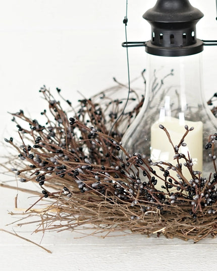 22in Pip Berry Wreath W/Twig-Gray Black