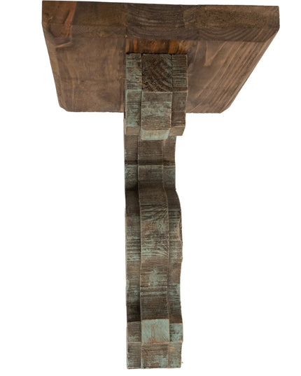 Zuni Wooden Corbel Shelf-Rustic-10Wx10Dx17H in-Turquoise