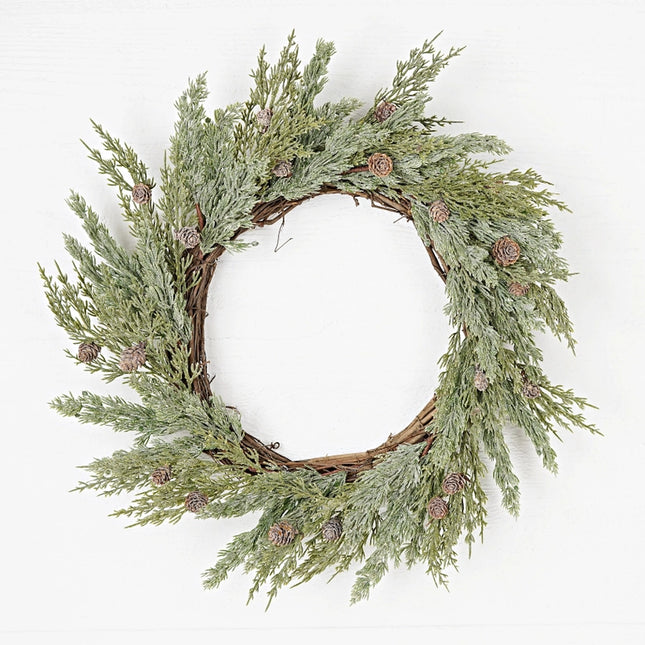 22in Icy Sparkled Cedar Pine Wreath