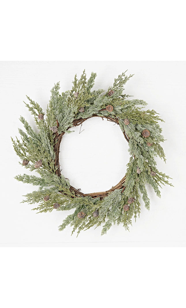 22in Icy Sparkled Cedar Pine Wreath