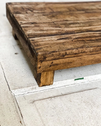 Rectangular Wood Stool, Natural, Handmade
