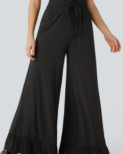 Freya Ruffled Wide Leg Pants with Pockets