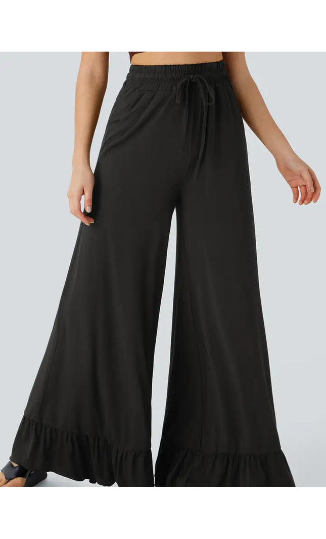 Freya Ruffled Wide Leg Pants with Pockets