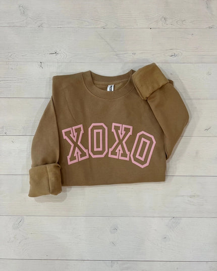 Oversized Varsity Xoxo Embossed Puff Sweatshirt