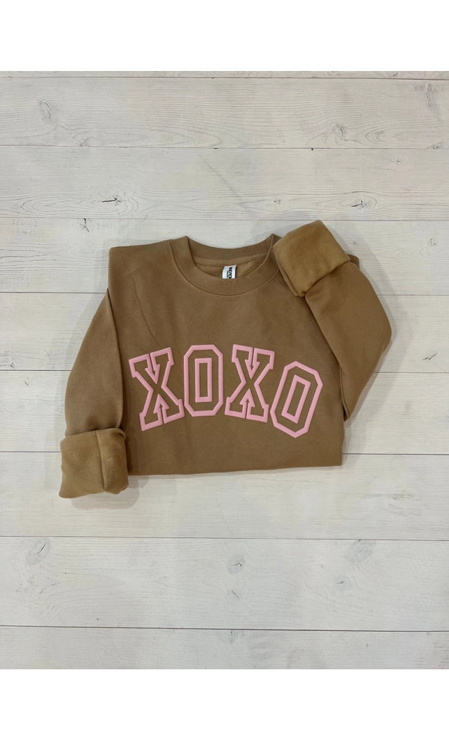 Oversized Varsity Xoxo Embossed Puff Sweatshirt