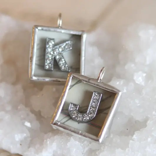 Soldered Rhinestone Shadowbox Initial Charm