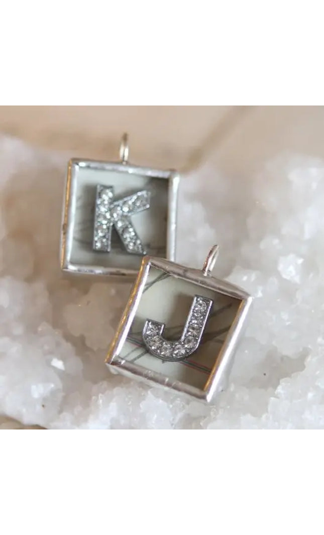 Soldered Rhinestone Shadowbox Initial Charm