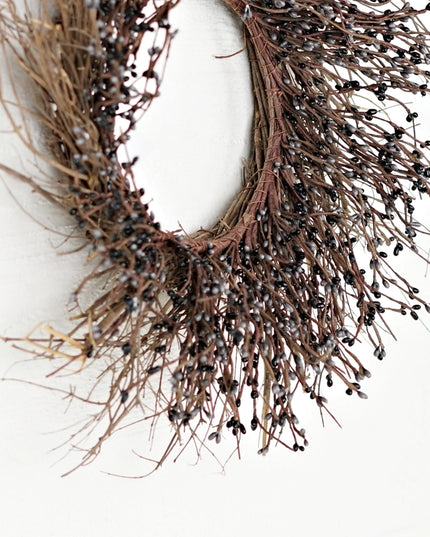 22in Pip Berry Wreath W/Twig-Gray Black