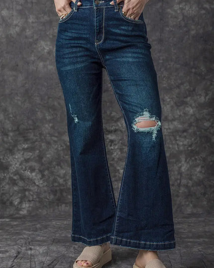 Khloe High Rise Ripped Bell Bottom Jeans