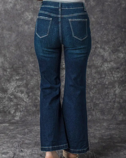 Khloe High Rise Ripped Bell Bottom Jeans