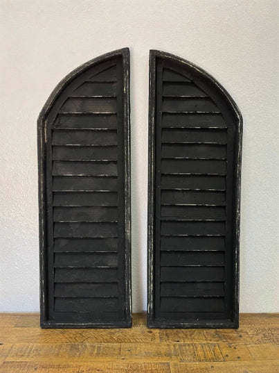 36" Pomezia Wood Shutters, 2 Pc Set, Black