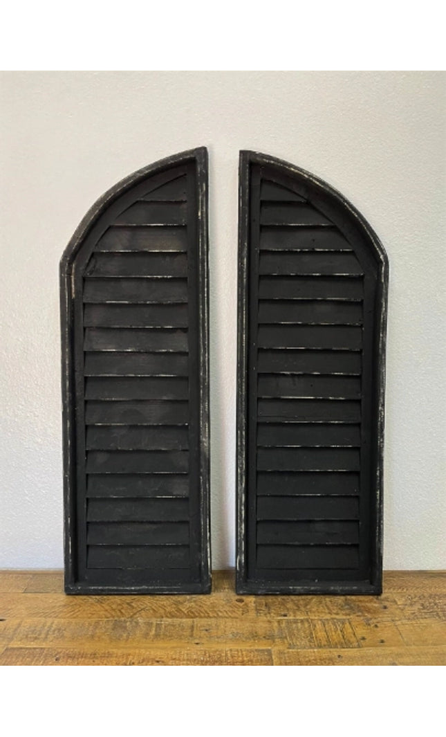 36" Pomezia Wood Shutters, 2 Pc Set, Black