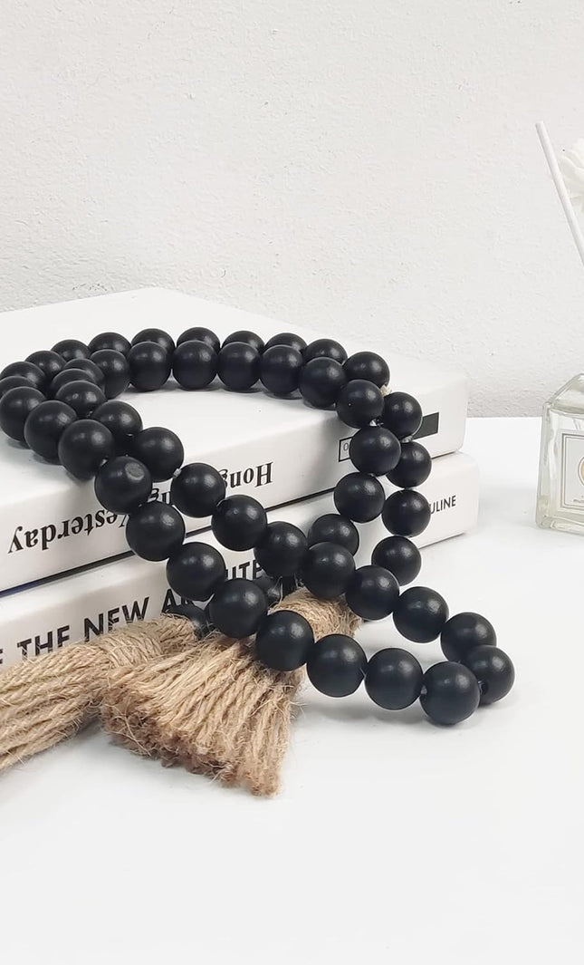 Black 39" Wood Bead Garland