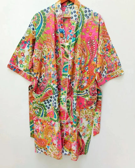Long Cotton Kimono Bohemian Sleepwear