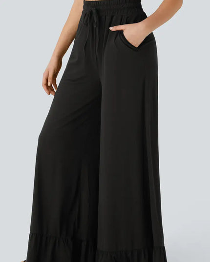 Freya Ruffled Wide Leg Pants with Pockets