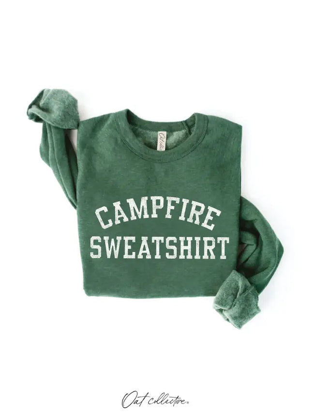 Campfire Sweatshirt Graphic Sweatshirt - Heather Forest