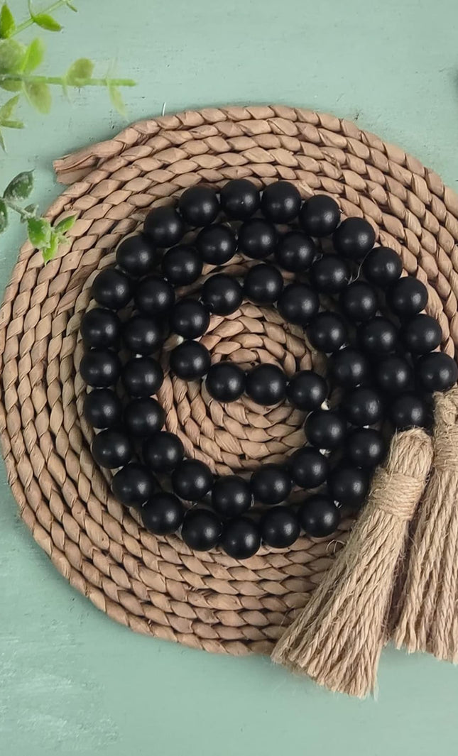 Black 39" Wood Bead Garland