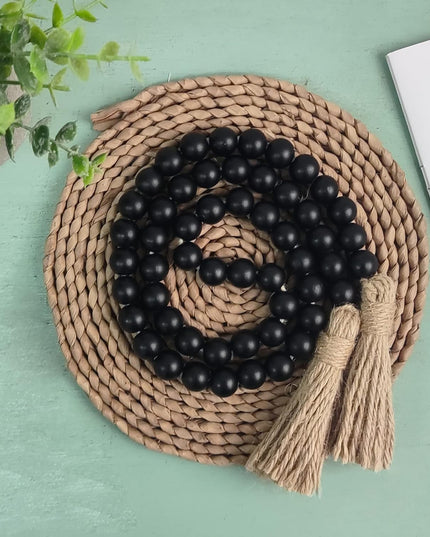 Black 39" Wood Bead Garland