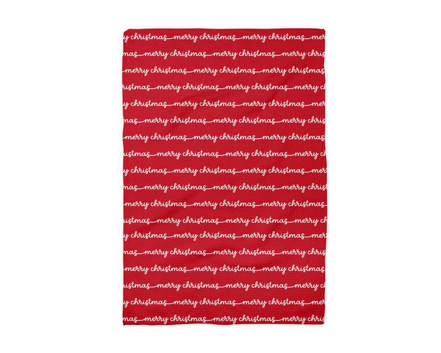 Merry Christmas Decor Whimsical Preppy Kitchen Towel Waffle