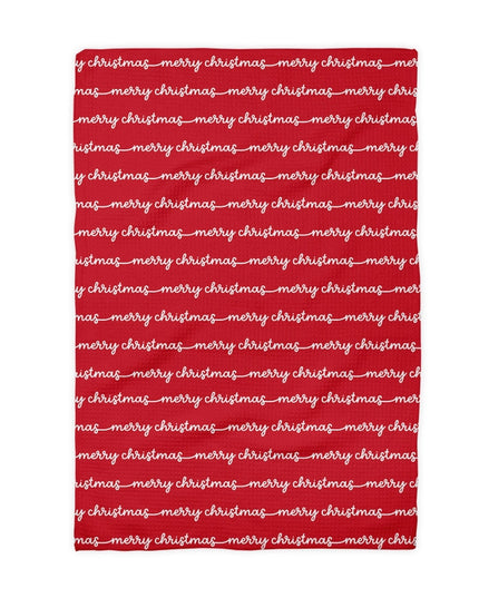 Merry Christmas Decor Whimsical Preppy Kitchen Towel Waffle