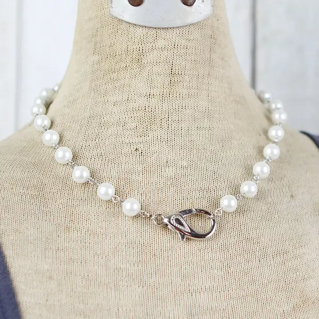 Beaded Pearl Lobster Clasp Charm Catcher Necklace