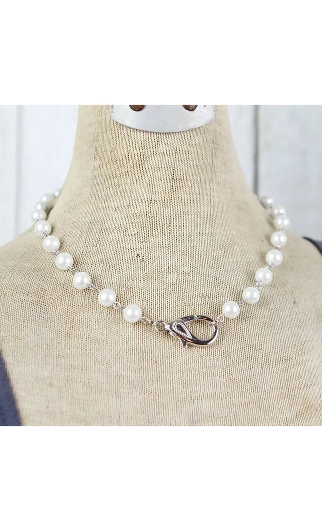 Beaded Pearl Lobster Clasp Charm Catcher Necklace