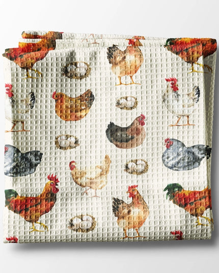 Chicken Farmhouse Rustic Homestead Kitchen Towel Waffle