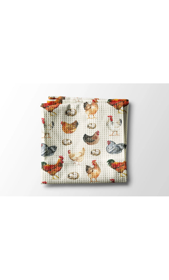 Chicken Farmhouse Rustic Homestead Kitchen Towel Waffle