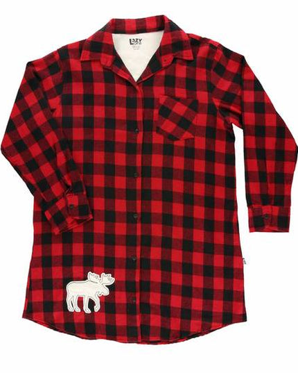Flannel Moose Plaid Night Shirt