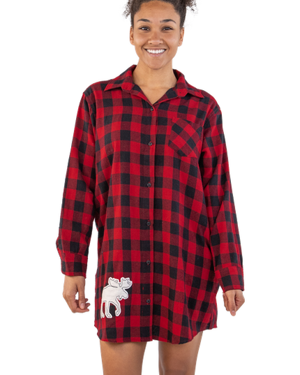 Flannel Moose Plaid Night Shirt