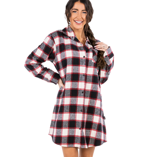 Black Plaid Flannel Nighshirt