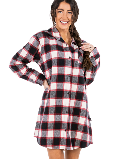 Black Plaid Flannel Nighshirt