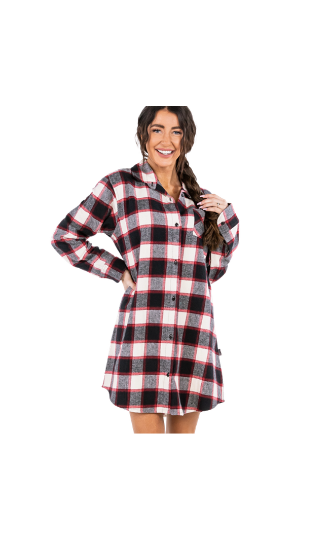 Black Plaid Flannel Nighshirt