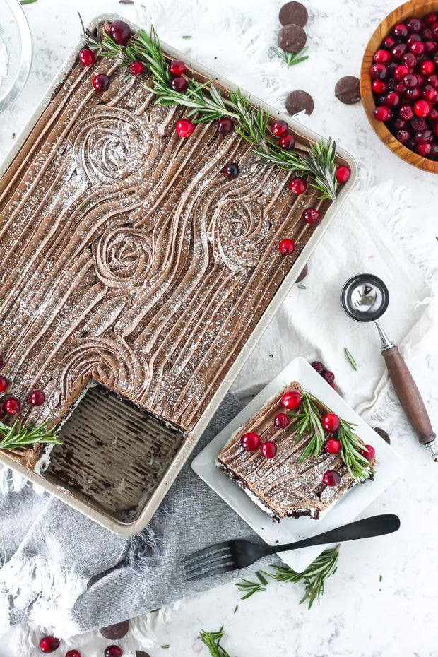 <h2>Christmas Yule Log Sheet Cake</h2>