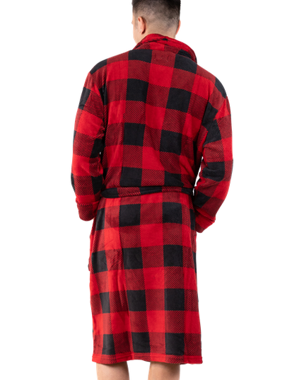 Mens Red Plaid Bathrobe