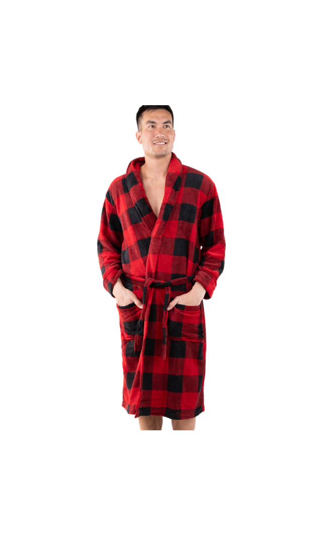 Mens Red Plaid Bathrobe