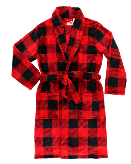 Mens Red Plaid Bathrobe