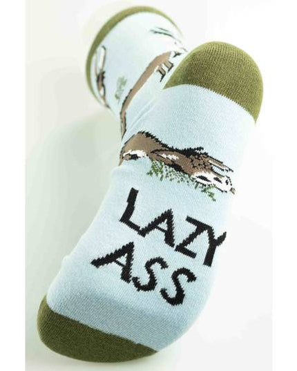 Lazy Ass Blue Crew Sock