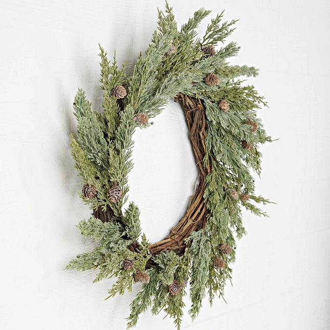 22in Icy Sparkled Cedar Pine Wreath
