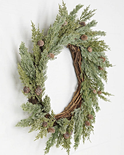 22in Icy Sparkled Cedar Pine Wreath