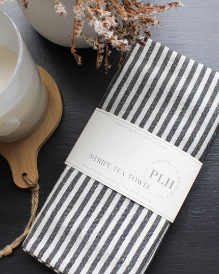 Stripe Tea Towel Set - Black